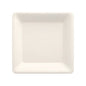 „Pure“ štvorcový biely tanier od PAPSTAR GmbH z ekologickej cukrovej trstiny, biologicky odbúrateľný, z 12-dielnej sady, fotografovaný zhora na bielom pozadí.