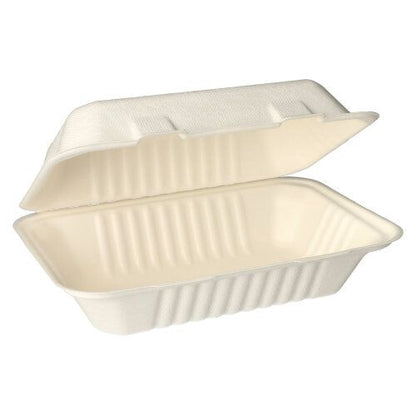 PAPSTAR 25 menu boxy, cukrová trstina „pure“ biele od PAPSTAR GmbH sú obdĺžnikové, biologicky odbúrateľné nádoby na jedlo so sebou s klapkovým vekom – ideálne pre ekologický catering a udržateľné jedlo so sebou.