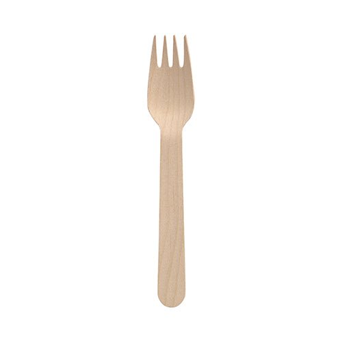 Jedna vidlička PAPSTAR GmbH "pure" z dreva (16 cm), ekologická a stabilná, je vidieť na bielom pozadí.