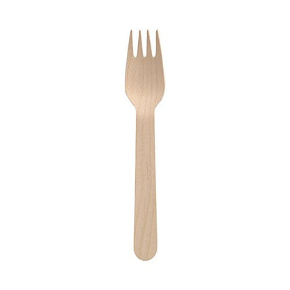 Jedna vidlička PAPSTAR GmbH "pure" z dreva (16 cm), ekologická a stabilná, je vidieť na bielom pozadí.