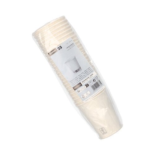 Starpak 25 papierových pohárov, 0,2l, Ø8cm, 9,2cm vysoké, biele a jednotlivo zabalené vo fólii s etiketou (informácie o produkte & čiarový kód); Perfektné ako praktický pohár na podujatia.