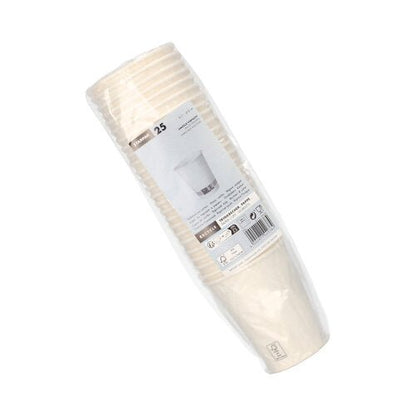 Starpak 25 papierových pohárov, 0,2l, Ø8cm, 9,2cm vysoké, biele a jednotlivo zabalené vo fólii s etiketou (informácie o produkte & čiarový kód); Perfektné ako praktický pohár na podujatia.