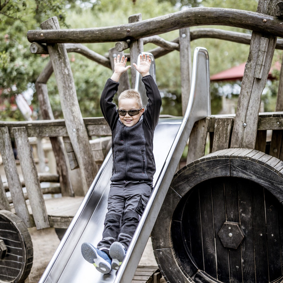 NITRAS MOTION TEX KIDS, pletená softshellová bunda, čierna