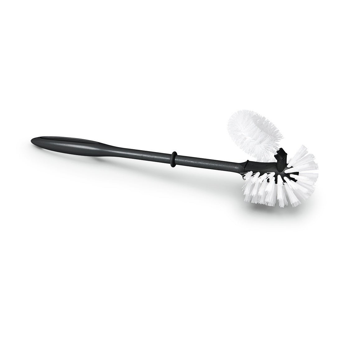 Nölle Profi Brush WC-kefa s okrajovým čističom z regranulátu, veľká (1 kus) od Nölle Profi Brush Bürsten- & Pinseltechnik e.K. má čiernu rukoväť, biele štetiny a zahnutý čistič na použitie pod okrajom.