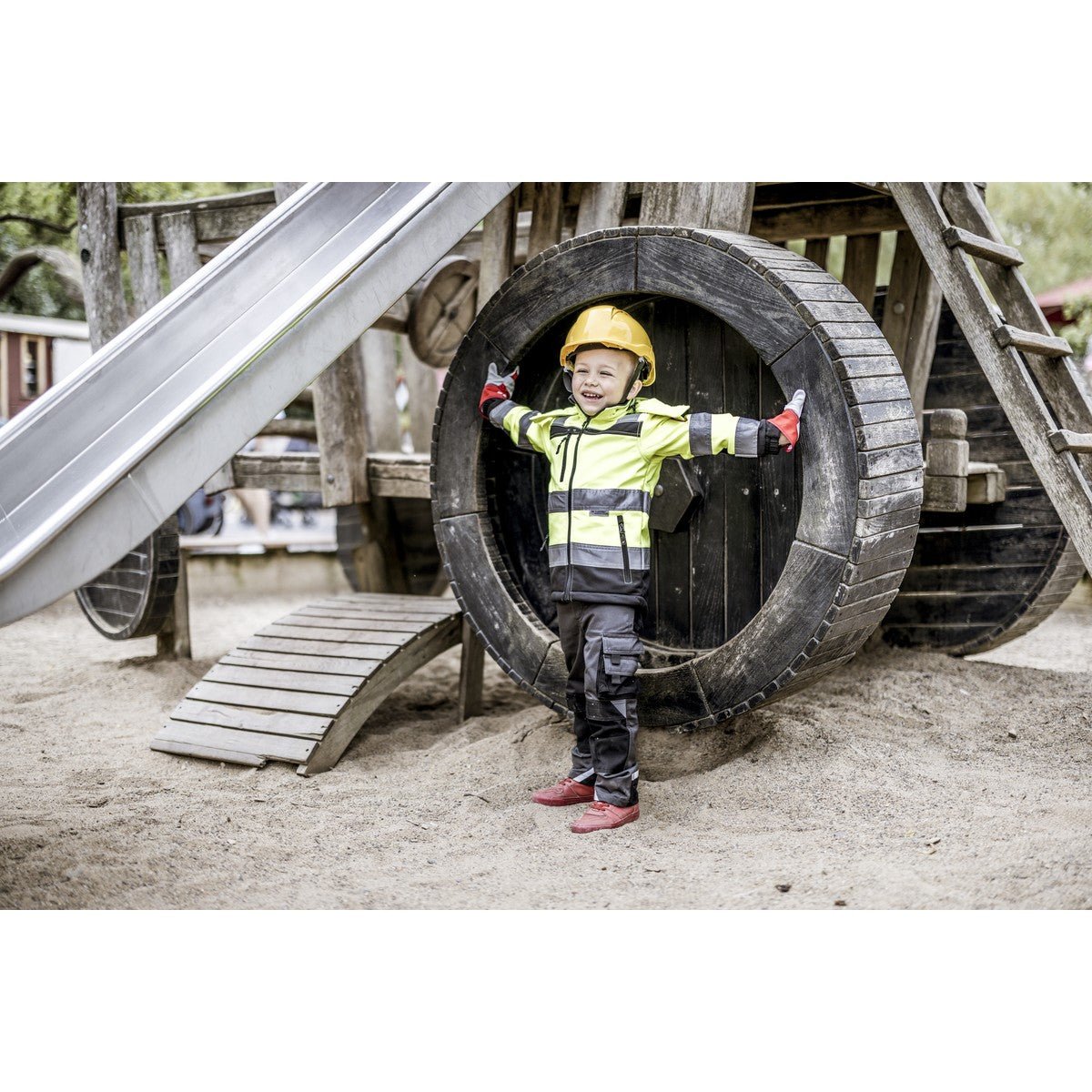 NITRAS MOTION TEX KIDS, vysoko viditeľná softshellová bunda, neónovo žltá / čierna