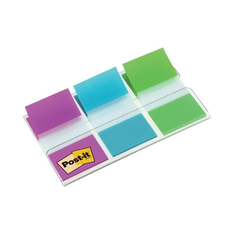 Post-it® Index lepiace pásiky od 3M Deutschland GmbH (25,4 x 43,2 mm, 60 kusov) ponúkajú farebné lepiace pásiky v praktickom dávkovači pre prehľadnú organizáciu dokumentov a rýchle označovanie.
