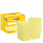 Žltá škatuľka poznámok Post-it® Notes, žltá, 38 mm x 51 mm, 100 listov/blok, 12 blokov/balenie od 3M Deutschland GmbH je zobrazená vedľa desiatich stohov lepiacich poznámok žltej farby; oba nesú logo Post-it a nápis 3M.