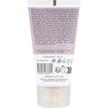 Rückseite einer 50 ml Tube Abena Re-Seller GmbH Repair Creme, 100% Lanolin, unparfümiert; mit mehrsprachigem Text, Verwendungs- und Recyclinginformationen, Qualitätssymbolen, Barcode, Chargencode, Inhaltsstoffen. Hergestellt in Dänemark. Erhältlich im Karton (6 Packungen).