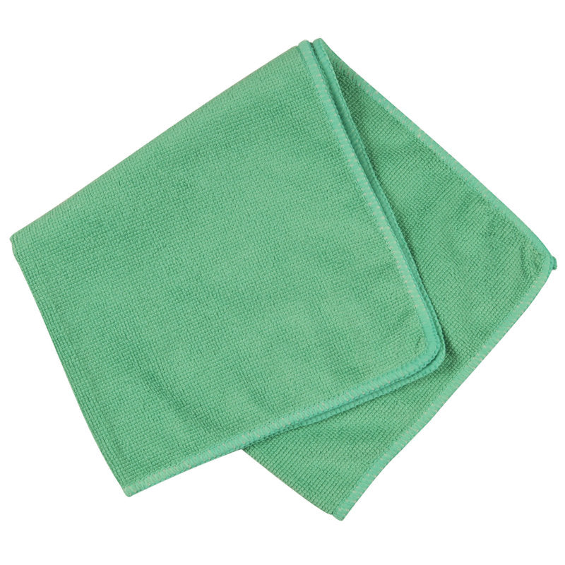 Svetlozelená mikrovláknová utierka ENA Standard (40x40 cm) od spoločnosti Abena Re-Seller GmbH s čistými upravenými okrajmi je prezentovaná na bielom pozadí.