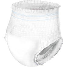 Die ABENA Pants XS1, Premium | Packung (24 Stück) von Abena Re-Seller GmbH ist eine Einweghose für Erwachsene mit elastischem Bund und hellblauen Linien, entwickelt für eine optimale Inkontinenzversorgung. Abgebildet auf einfarbigem Hintergrund.