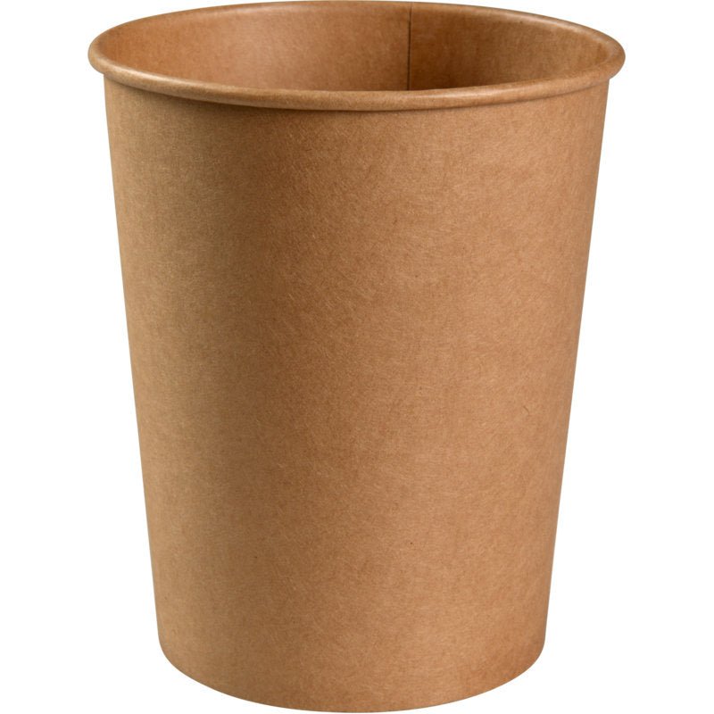 Hnedá miska Abena Re-Seller GmbH (1 000 ml, ø 11,5 cm, Kraft/PE) stojí vzpriamene pred bielym pozadím - ideálna pre gastronómiu; k dispozícii v baleniach po 50 kusov.