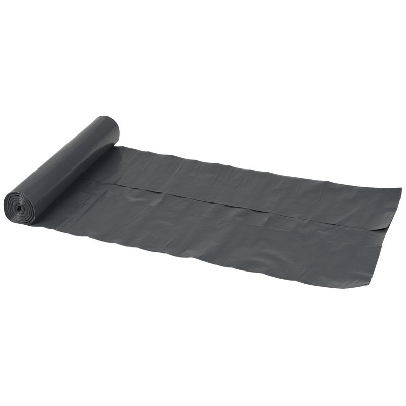 Jedna rolka Abena Re-Seller GmbH odpadových vriec 120 L (700x1100 mm, 70 my LDPE, čierna, rolka s 10 vreckami) je čiastočne odvinutá, pričom niekoľko súvislých vreciek leží plocho na bielom pozadí.