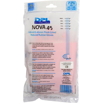 Priehľadné plastové balenie s nápisom "domáce rukavice Latex, Žlté, Neoprén" od Abena Re-Seller GmbH obsahuje rukavice z prírodného kaučuku. Na balení sú uvedené veľkosť, hrúbka, vlastnosti, návod na použitie a čiarový kód vpravo dole.