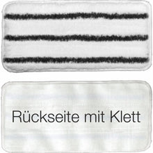 Abgebildet sind zwei rechteckige Reinigungspads: das obere Auslaufartikel Arcora Handpad hart 27x13 cm mit nanostrukturierter Oberfläche und drei schwarzen Streifen für den professionellen Einsatz, und das untere schlichte weiße Pad mit der Aufschrift "Rückseite mit Klett". Marke: Arcora International GmbH.