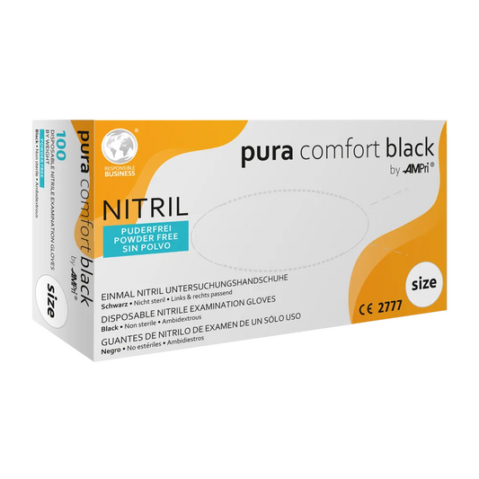 Ampri Puracomfort Black Nitril rukavice, čierna | Box (100 kusov)