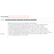 Snímka obrazovky, ktorá zobrazuje rozhranie Altruan ClientView Orders s rôznymi kartami ako „Prehľad“, „Ponuky“ a ďalšie. Navrchu je zvýraznené číslo zákazníka 193746. Nasledujúca časť zobrazuje prehľad zákazníkov Weclapp podľa zakúpených produktov.
