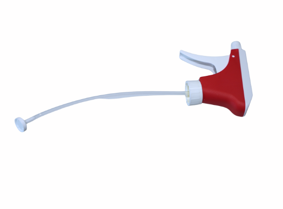 Altruan Sprayer K2: weiß-roter Kunststoff-Abzugssprüher mit 25-mm-Gewinde, MS 0,6-Düse, ohne Saugfilter und 21,5 cm transparentem Saugrohr (1 Stück).