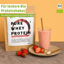Organický srvátkový proteínový prášok s jahodami