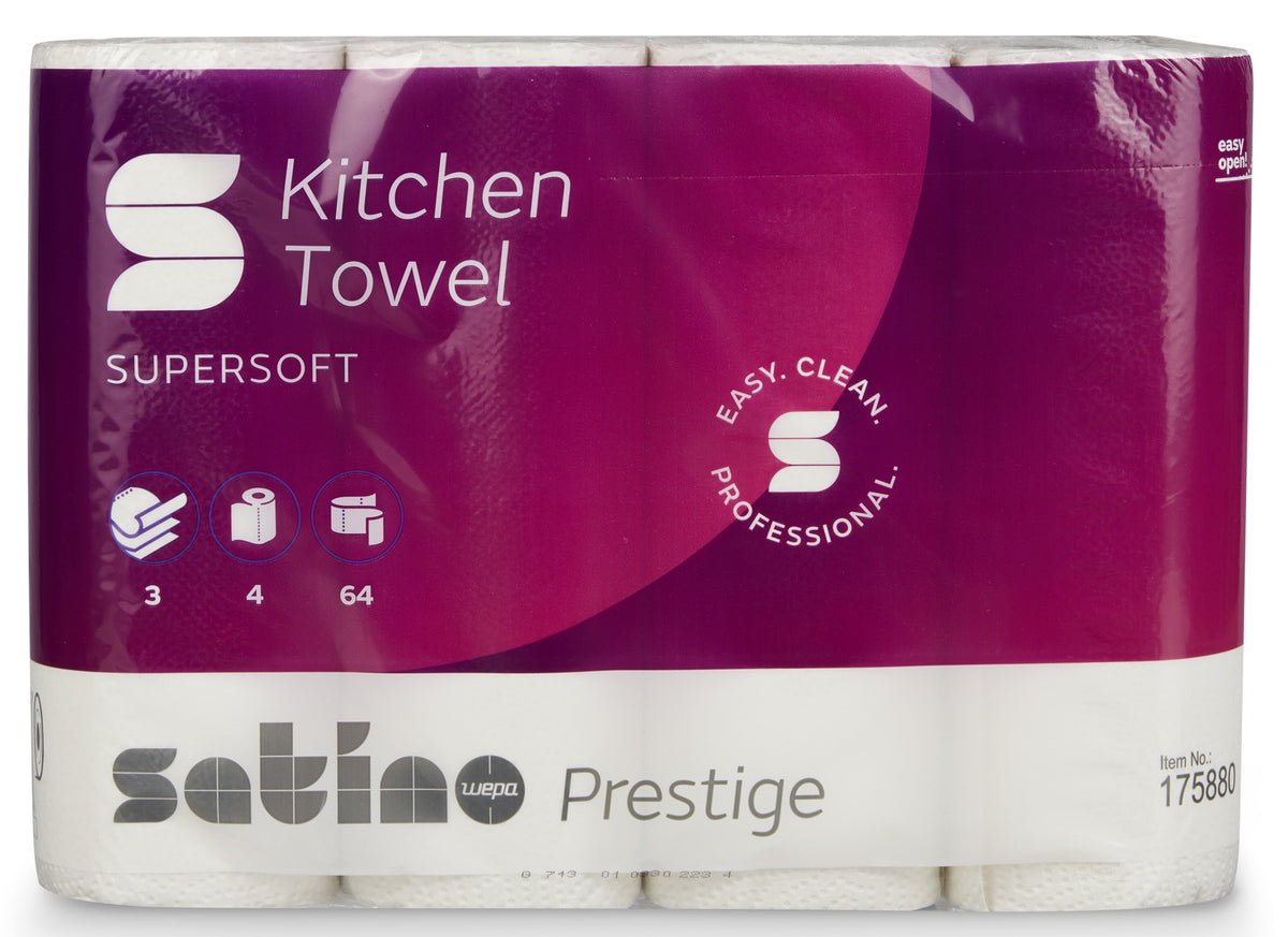 CWS kuchynské utierky Prestige 3-vrstvové, Vysokobiele | Kartón (8 balení) 