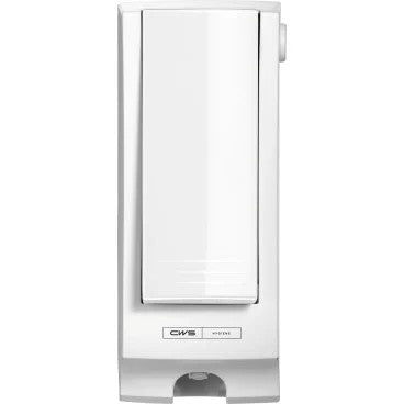 Predný panel CWS pre Paradise Seatcleaner je biely, obdĺžnikový, na stenu montovaný dávkovač s tlačnou pákou a malým otvorom na dávkovanie, ktorý bol vyvinutý pre hygienu toaliet a je ideálny na použitie s produktmi Paradise Seatcleaner.