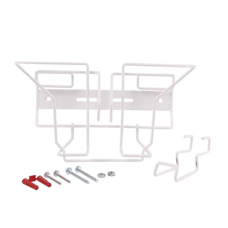 Biely kovový rám s upevňovacím materiálom, ideálny ako nástenný a vozíkový držiak pre čistiace utierky Oxivir Excel SoftPack od Diversey Deutschland GmbH & Co. OHG, montážna sada pre Wipes-Softpack (1 kus).