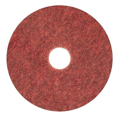 Diversey Twister Pad TXP Scheuerpad na kamenné podlahy od Diversey Deutschland GmbH & Co. OHG je červená, kruhová podložka s drsnou textúrou a centrálnym otvorom na efektívne čistenie kamenných podláh, zobrazená na bielom pozadí.
