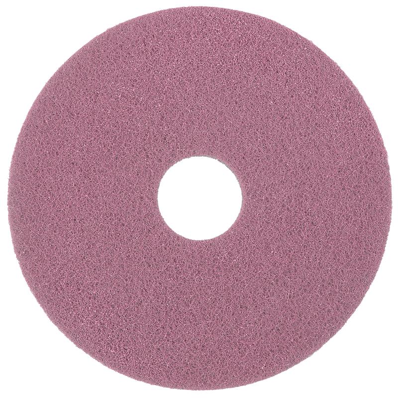 Das Diversey Twister Pad Pink für Vinylböden von Diversey Deutschland GmbH & Co. OHG ist ein kreisrundes, pinkfarbenes, strukturiertes Reinigungspad mit zentralem Loch, das für die effiziente Reinigung von Vinylböden entwickelt wurde und von oben auf weißem Hintergrund abgebildet ist.