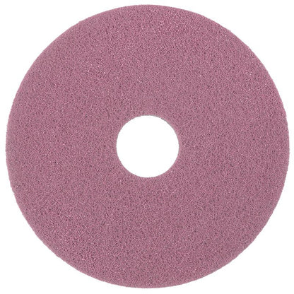 Das Diversey Twister Pad Pink für Vinylböden von Diversey Deutschland GmbH & Co. OHG ist ein rundes, flaches Reinigungspad mit strukturierter Oberfläche und Mittelloch, das für die Reinigung von Vinylböden entwickelt wurde und von oben auf einem weißen Hintergrund abgebildet ist.