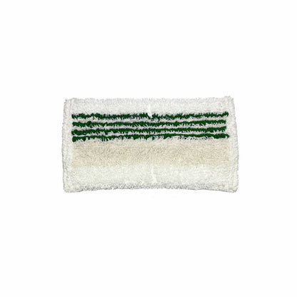 Arcora Doppelmopp 2.0 Micro-Plus s Microrandom 40 cm od Arcora International GmbH je obdĺžnikový biely mop s béžovým stredovým pruhom a tromi zelenými čiarami, ktorý zobrazuje inovatívnu technológiu Microrand na jednofarebnom bielom pozadí.