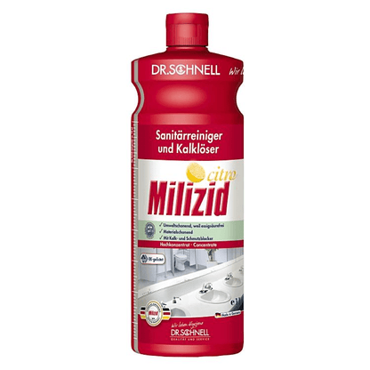 Červená fľaša Dr. Schnell CimoCid Free dezinfekcia na ruky od DR.SCHNELL GmbH & Co. KGaA, s bielou etiketou s nemeckým textom a obrázkom čistých rúk.