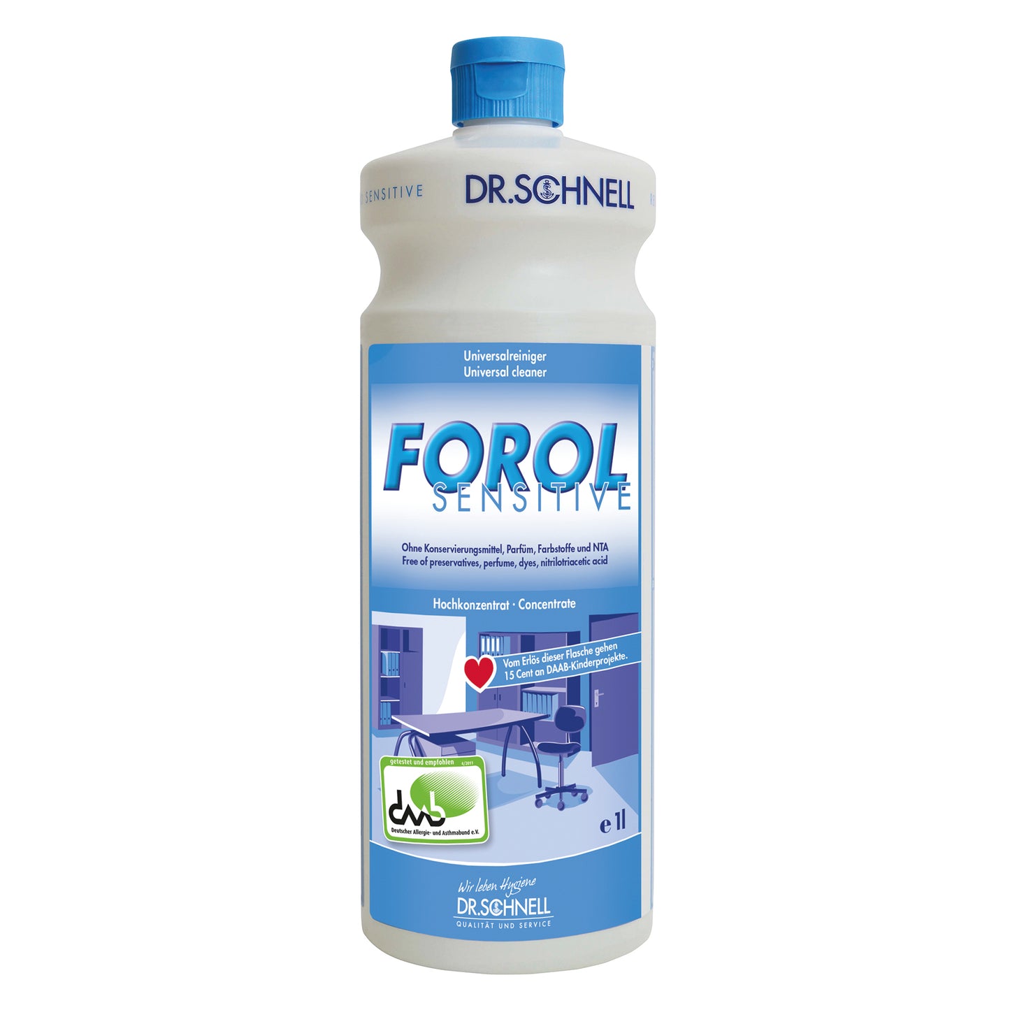Dr. Schnell Forol Sensitive univerzálny čistič, 1 l fľaša od DR.SCHNELL GmbH & Co. KGaA, bez vôní a farbív - ideálny na čistenie povrchov v rôznych oblastiach.