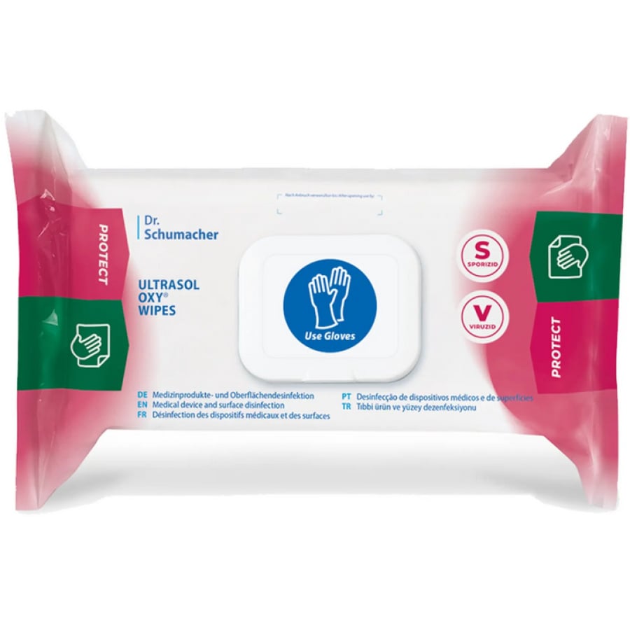 Výpredaj: Dr. Schumacher Ultrasol Oxy Wipes – bez alkoholu, sporicídne | balenie (108 utierok)