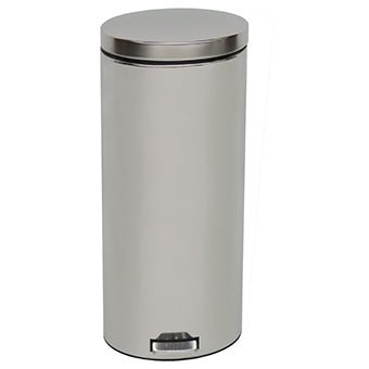 Novocal Tretabfalleimer z koróziivzdornej chrómovej ocele má ploché, tiché veko a spodný pedál pre pohodlné, bezdotykové otváranie. Obsahuje 1 vnútorný kôš.