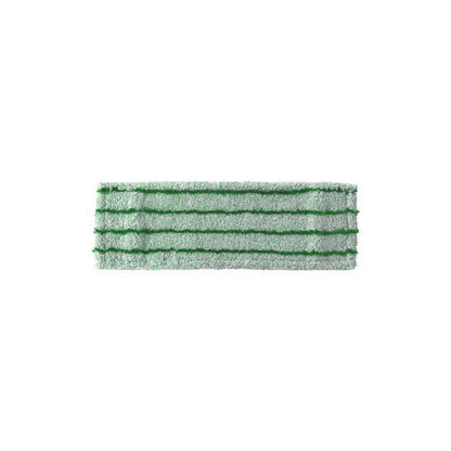 Zobrazené je Arcora RUNNER GREEN - FC BEZ KRYTU mop-pad od Arcora International GmbH s horizontálnymi zelenými pruhmi pre ekologické čistenie podláh na bielom pozadí.