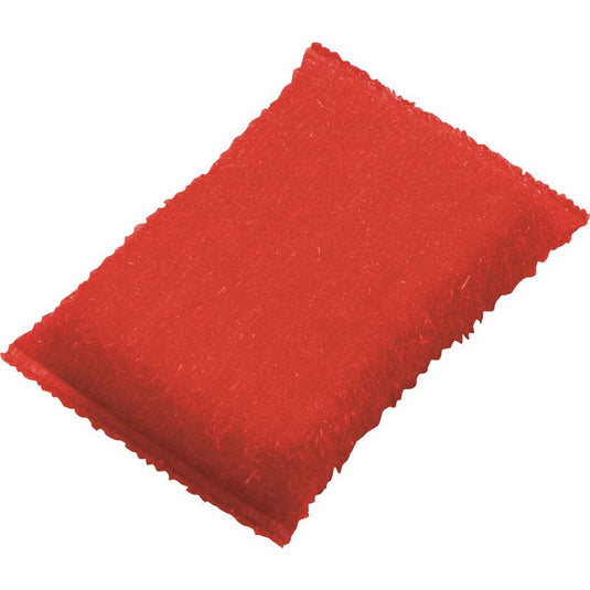 Ten Haug Bürsten KG ABRASIVSCHWAMM, KLEIN, PP, HART (130x85x30 mm) je červená, obdĺžniková kuchynská špongia so štruktúrovaným povrchom na drhnutie, vyrobená z polypropylénu pre efektívne čistenie. Mierne zaoblené hrany; nepoužitá; na predajnej kartičke.