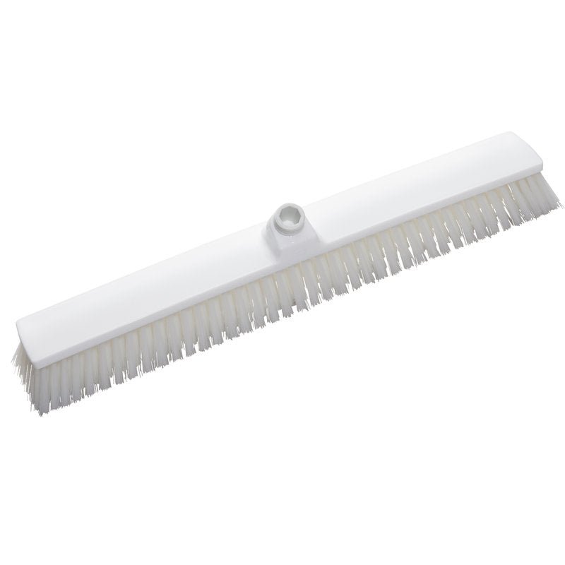 Veľký zametací metla od Haug Bürsten KG má pevné 0,50 mm PBT štetiny, meria 600x72x51 mm, má centrálne otvor pre rukoväť a je ideálny na čistenie veľkých plôch.