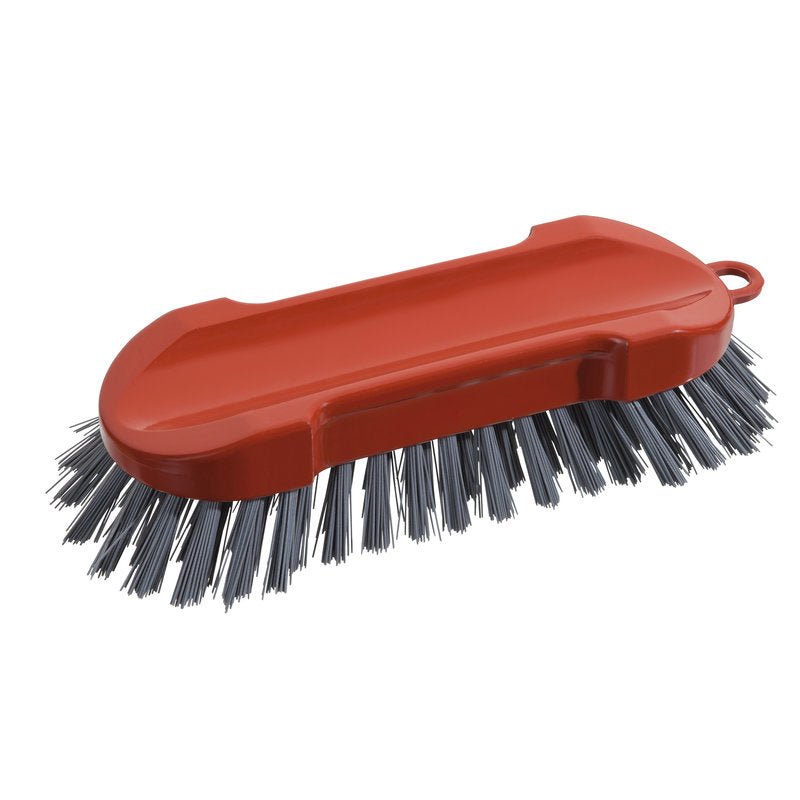 METAL DETECT WASCHBÜRSTE RUND od Haug Bürsten KG je sivá, detekovateľná PBT ručná kefka (ø0,60mm, 205x65x30mm) pre potravinársky priemysel s plochým povrchom, zaoblenými hranami a integrovanou rukoväťou.