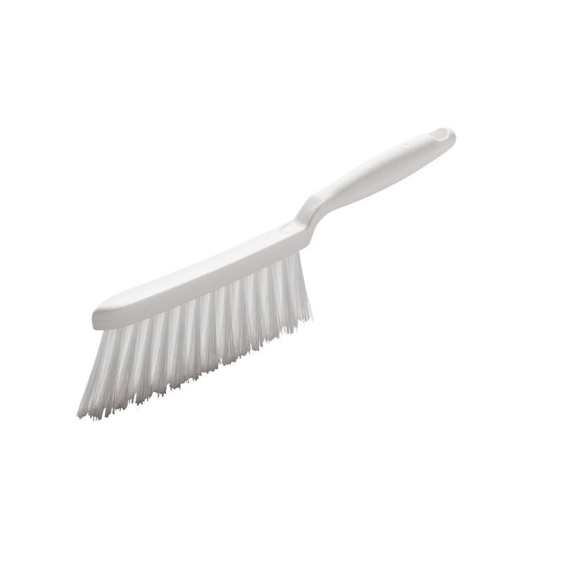 HANDBESEN, PBT TRANSPARENT ø 0,25MM MÄKKÝ, 280X15X50 MM od Haug Bürsten KG má plastovú rukoväť a šikmé PBT štetiny pre šetrné čistenie, zobrazené izolovane na bielom pozadí.