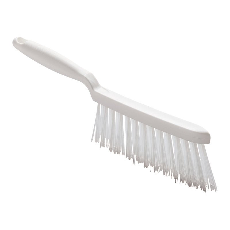 A Haug Bürsten KG RUČNÁ METLA, PBT priehľadný ø 0,50mm tvrdý, 280x15x45 mm, s dlhým držadlom a tuhými rovnými štetinami, zobrazený s jasným vzorom na bielom pozadí.