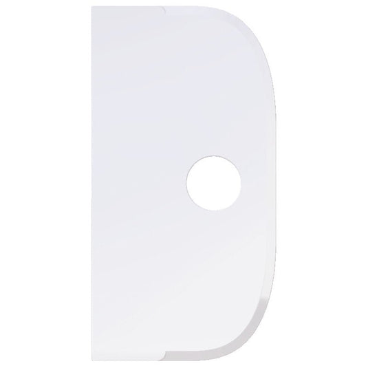 Veľká stierka, PP, ohybná, 230 × 118 mm od Haug Bürsten KG je biely, obdĺžnikový stierací pásik z polypropylénu so zaoblenými hranami, vypuklou pravou stranou a stredovým kruhovým otvorom. Pozadie je jednofarebné biele.