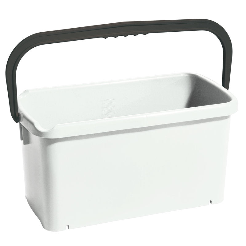 Der Haug Bürsten KG VEDRO, ŠTVORCOVÉ, PP (480x235x230mm), 20L kapacita, je obdĺžnikové biele polypropylénové vedro s čiernym držadlom, zobrazené na jednoduchom bielom pozadí.
