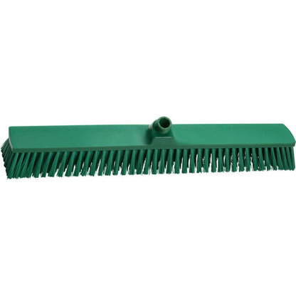 Haug Bürsten KG veľký zametací metla, PBT ø 0,50 MM STREDNÝ hlavica metly (600x72x51 mm) má pevné štetiny a skosený úchyt na rukoväť. Zobrazené v zelenej na bielom pozadí. Ideálne na čistenie veľkých plôch.
