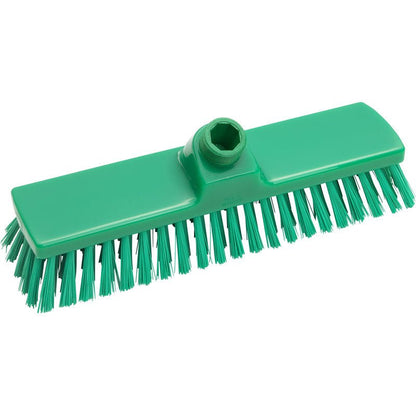 Metla BESEN, PBT, ø 0,50MM STREDNÁ, 300X70X40MM od Haug Bürsten KG je zelená plastová metla s tuhými PBT štetinami a centrálnym nástavcom, ideálna pre ťažké drhnutie a čistiace úlohy.
