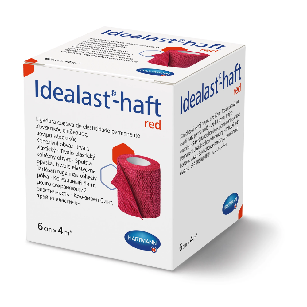 Hartmann Idealast®-haft Color, trvalo elastická ideálna bandáž v červenej farbe, 6 x 4 cm