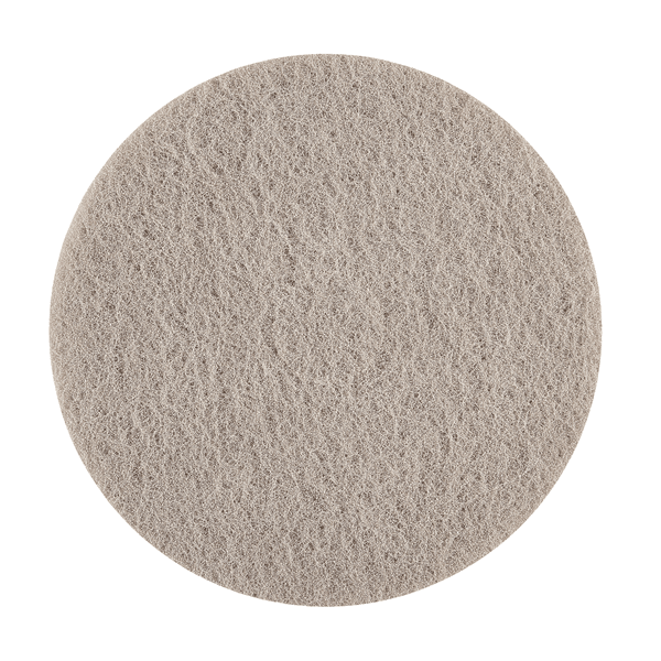 Zobrazené je okrúhle, ploché Kiehl Litho-Pad 4.0 17 palcov (43,2 cm) od Johannes Kiehl KG so svetlosivým, štruktúrovaným povrchom zhora; ideálne pre profesionálne čistenie. Balenie obsahuje 5 kusov.