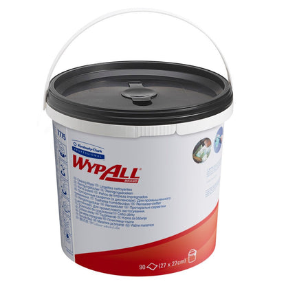 Zelený dávkovač utierok WypAll® od Kimberly-Clark GmbH obsahuje 90 netkaných utierok; predáva sa ako 6 vedier x 90 utierok na kartón.