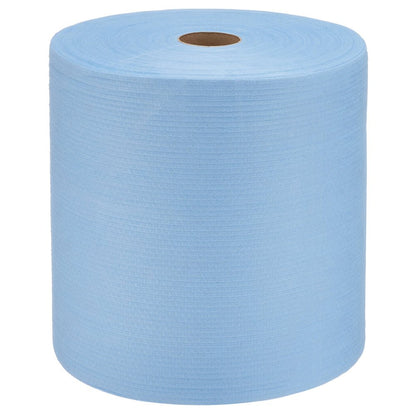 Rolka WypAll® X80 PowerClean (31,00 x 31,50 cm) značky Kimberly-Clark GmbH s malým hnedým kartónovým jadrom stojí vzpriamene pred bielym pozadím.