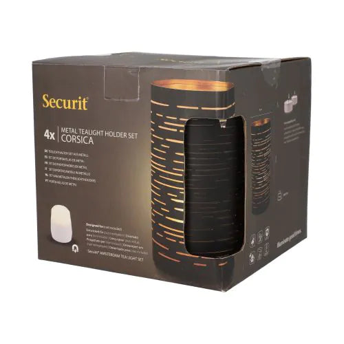 Papstar Svietnik Securit® Ø 8 cm x 15 cm čierno/zlatý