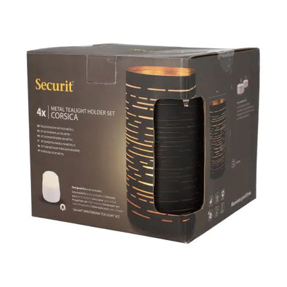 Papstar Svietnik Securit® Ø 8 cm x 15 cm čierno/zlatý