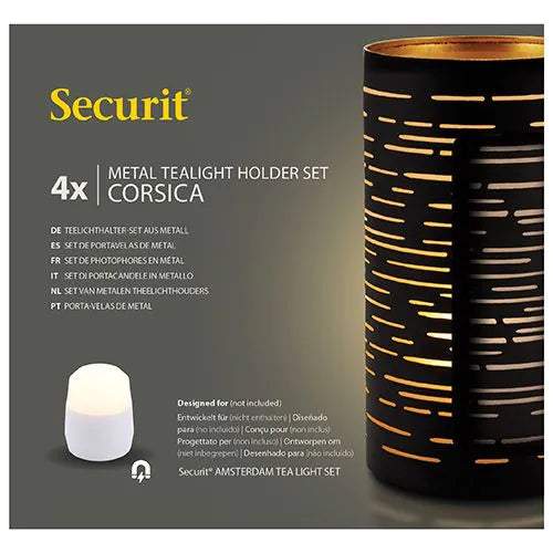 Papstar Svietnik Securit® Ø 8 cm x 15 cm čierno/zlatý